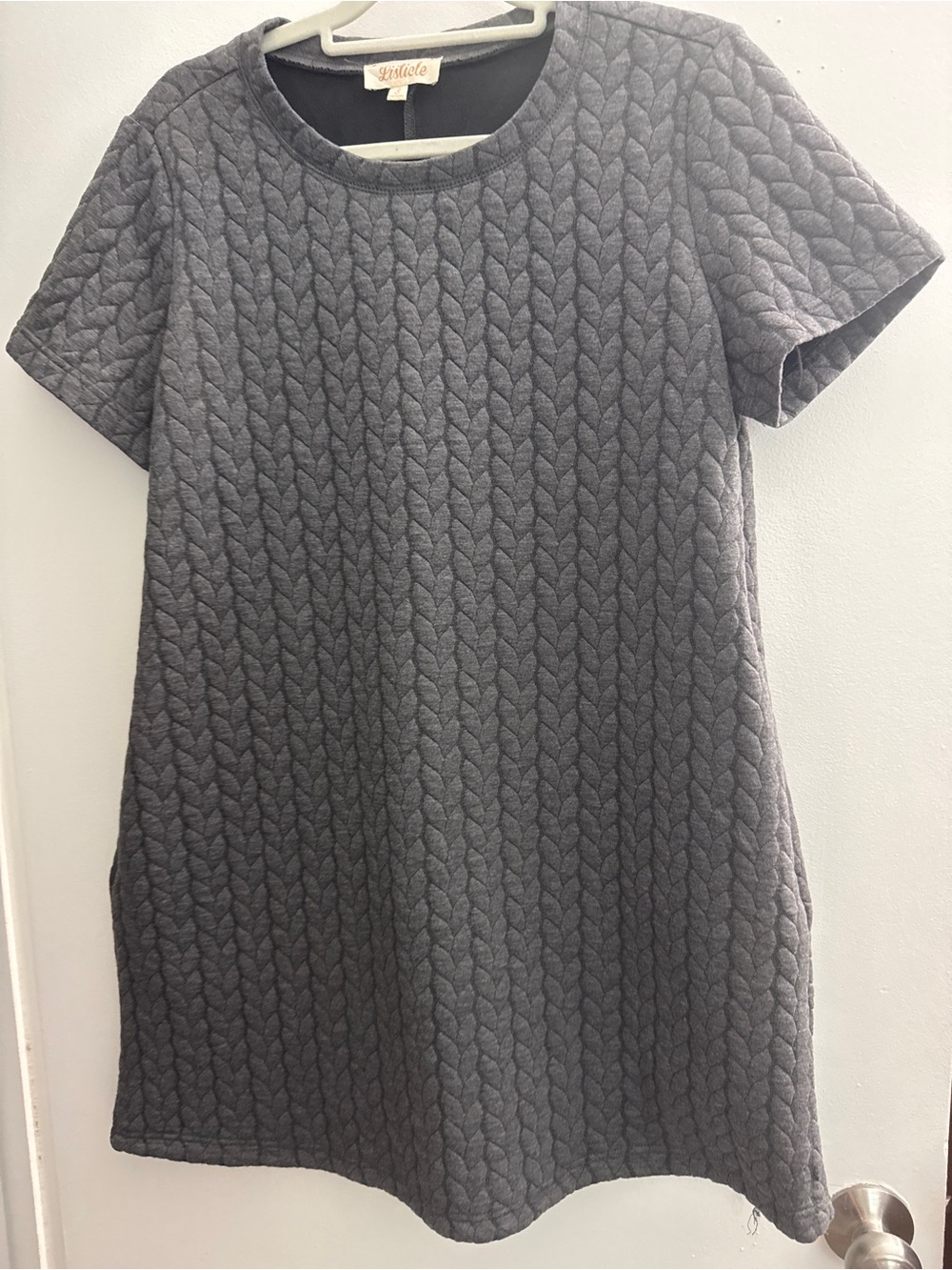 Listicle Gray Textured  Dress